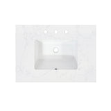 Ceres in Engineered Stone Vanity Top in Grain White with Single White Sink