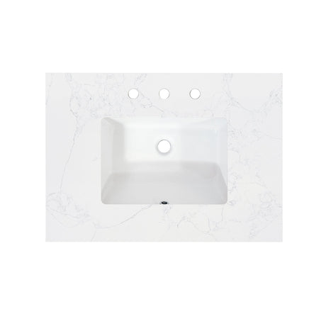 Ceres in Engineered Stone Vanity Top in Grain White with Single White Sink
