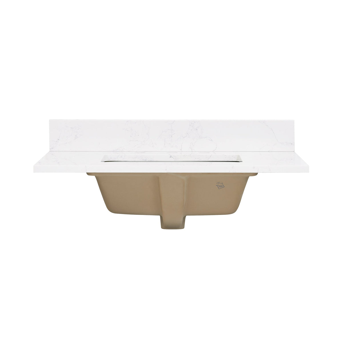 Ceres in Engineered Stone Vanity Top in Grain White with Single White Sink