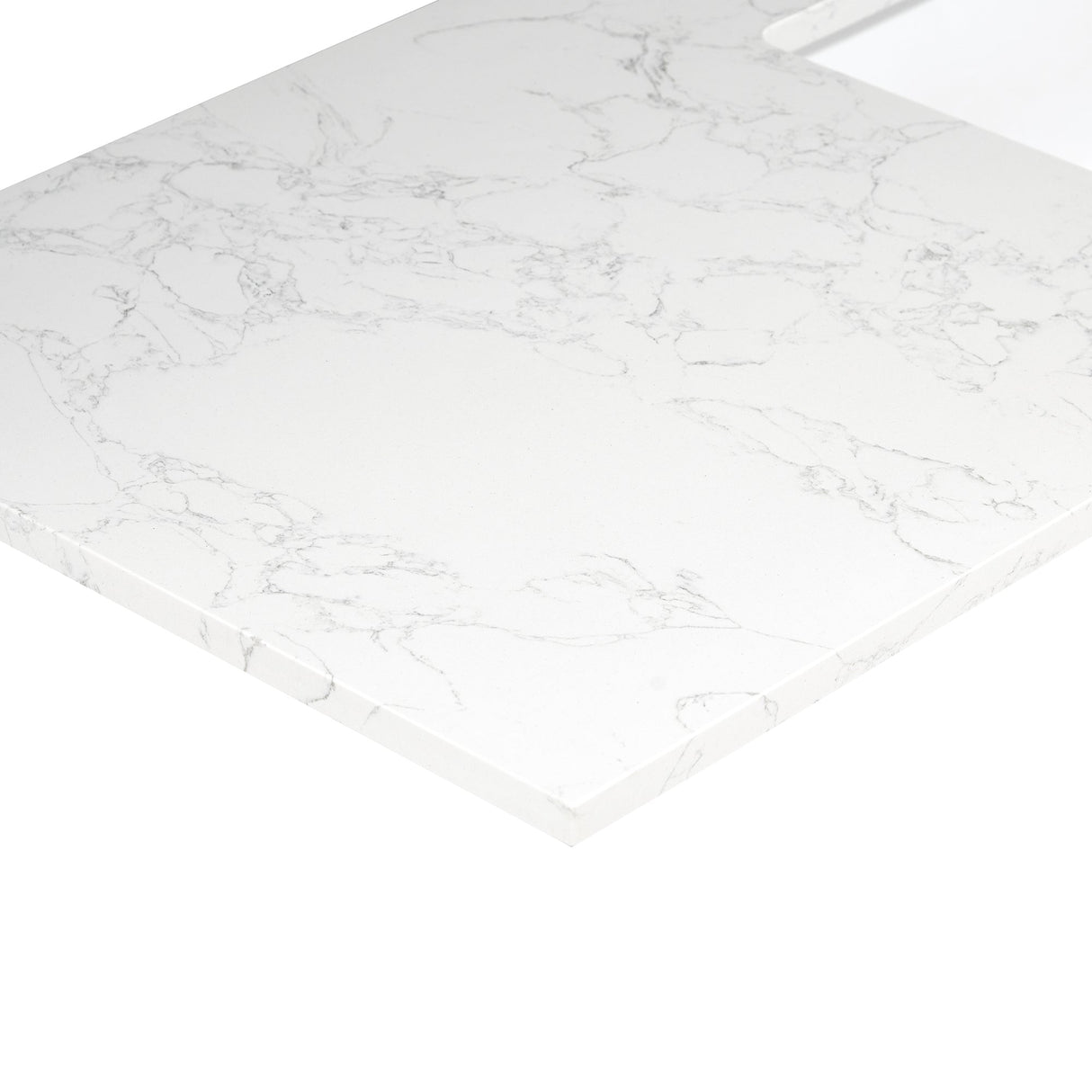 Ceres in Engineered Stone Vanity Top in Grain White with Single White Sink