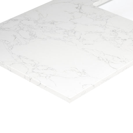 Ceres in Engineered Stone Vanity Top in Grain White with Single White Sink