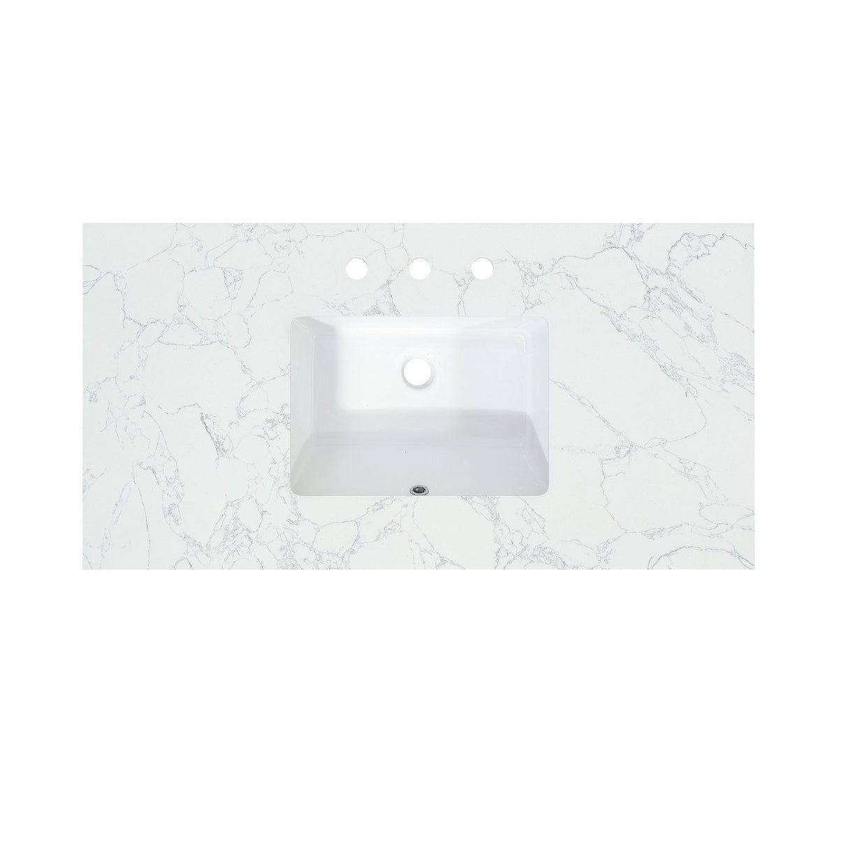 Ceres in Engineered Stone Vanity Top in Grain White with Single White Sink