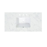 Ceres in Engineered Stone Vanity Top in Grain White with Single White Sink