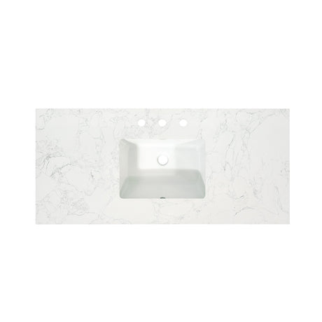 Ceres in Engineered Stone Vanity Top in Grain White with Single White Sink
