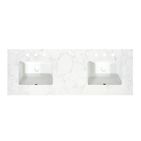 Ceres in Engineered Stone Vanity Top in Grain White with Single White Sink