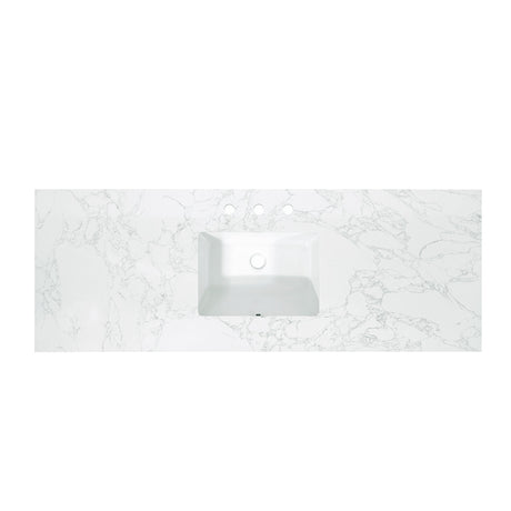 Ceres in Engineered Stone Vanity Top in Grain White with Single White Sink