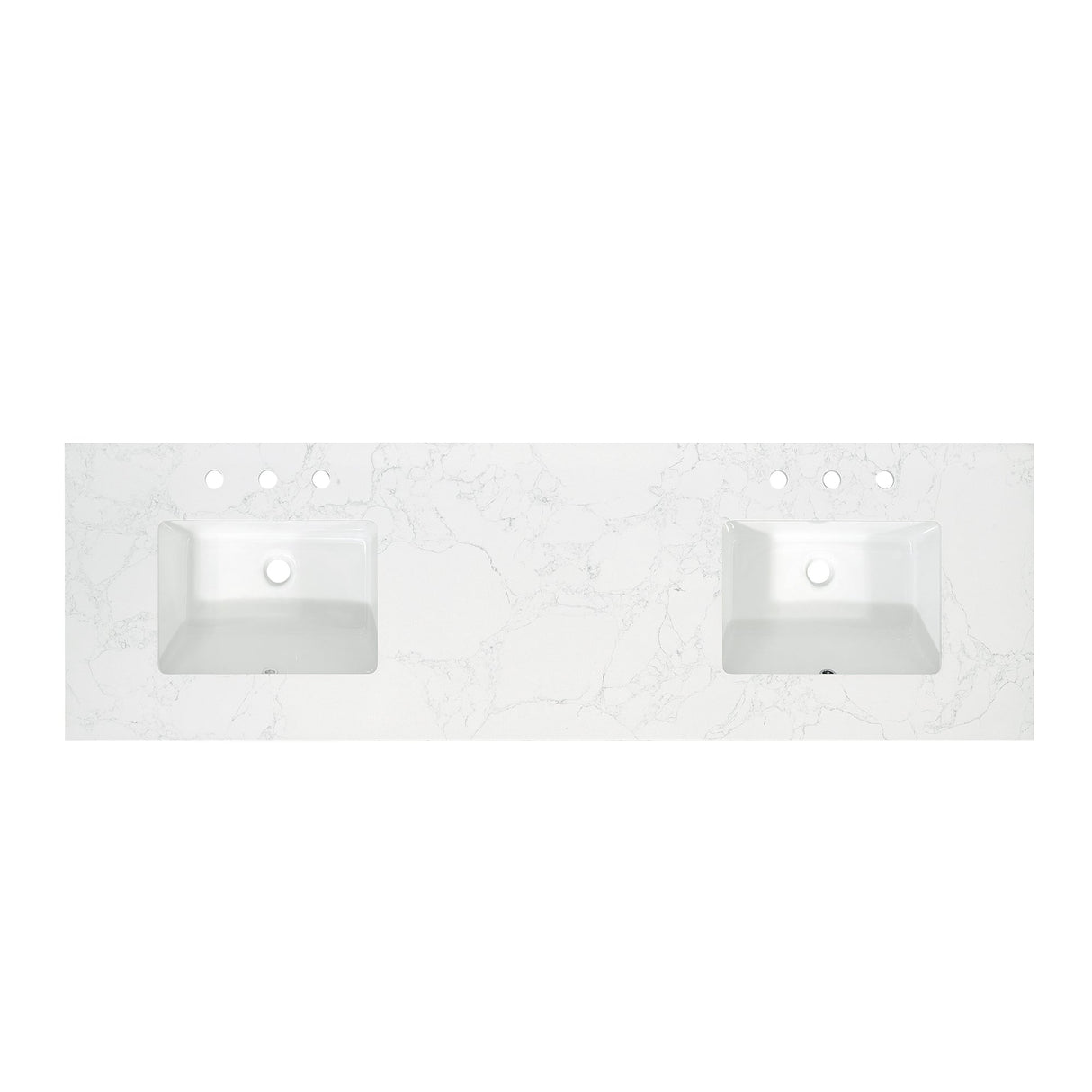 Ceres in Engineered Stone Vanity Top in Grain White with Single White Sink