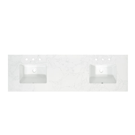 Ceres in Engineered Stone Vanity Top in Grain White with Single White Sink