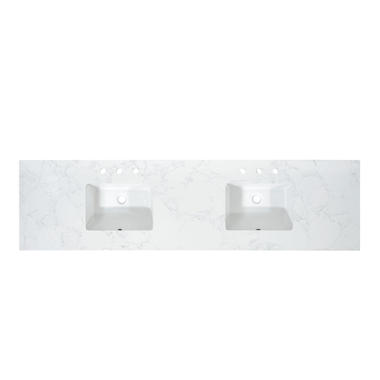 Ceres in Engineered Stone Vanity Top in Grain White with Single White Sink