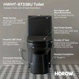 HOROW 8733BU Compact Black Toilet with UF Soft-Close Seat