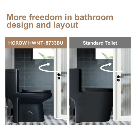 HOROW 8733BU Compact Black Toilet with UF Soft-Close Seat