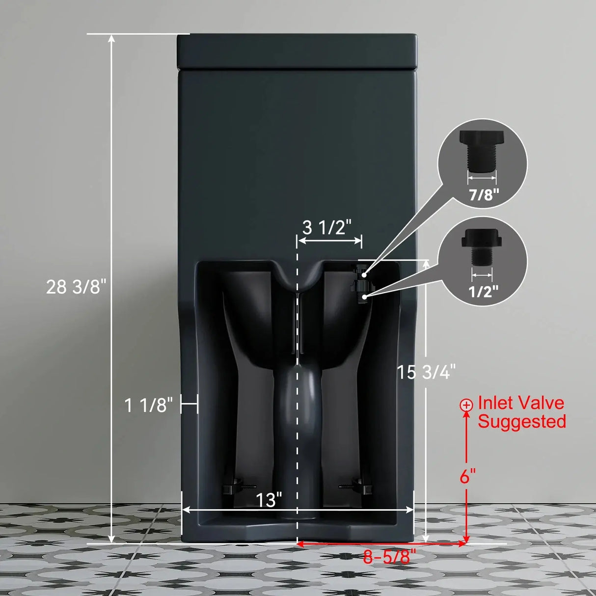 HOROW 8733BU Compact Black Toilet with UF Soft-Close Seat