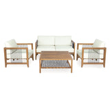 4-Piece Acacia Wood Outdoor Patio Sofa Set
