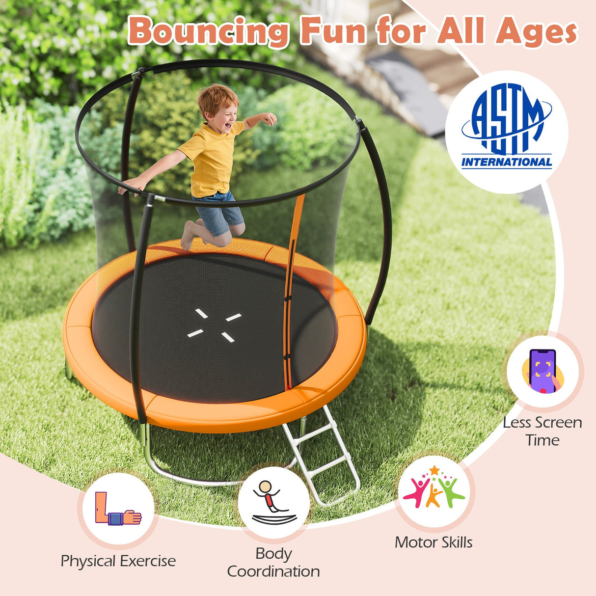 8FT Outdoor Heavy-Duty Recreational Trampoline
