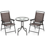 8-Piece Outdoor Furniture Set-Solar Umbrella Bistro Set Conversation Set Chaise Lounger Folding Bed Side Table Swing Chair & Dining Set