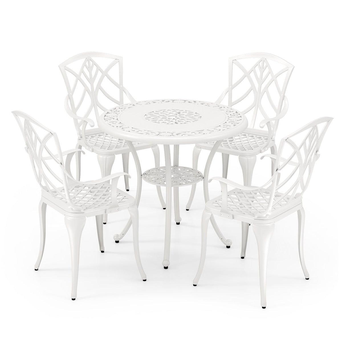 8-Piece Outdoor Furniture Set-Solar Umbrella Bistro Set Conversation Set Chaise Lounger Folding Bed Side Table Swing Chair & Dining Set