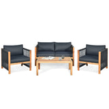 8-Piece Outdoor Furniture Set-Solar Umbrella Bistro Set Conversation Set Chaise Lounger Folding Bed Side Table Swing Chair & Dining Set