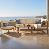 Outdoor Acacia Wood 5-Seater Sectional Sofa Set