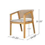7-Piece Outdoor Dining Set, Acacia Wood Table & 6 Rope Chairs