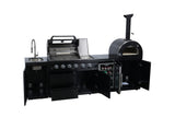 Black 112-Inch Stainless Steel Gas Outdoor Kitchen Barbecue Grill