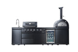 Black 112-Inch Stainless Steel Gas Outdoor Kitchen Barbecue Grill