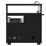FORNO All’Aperto 87,600 BTU BBQ with 4 Stainless-Steel Burners with Infrared Burners & Side Burner, Sink Module with Black Sintered Stone Countertops, Gaz Pizza Oven, Bar & Beverage Center