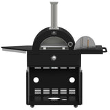 FORNO All’Aperto 87,600 BTU BBQ with 4 Stainless-Steel Burners with Infrared Burners & Side Burner, Sink Module with Black Sintered Stone Countertops, Gaz Pizza Oven, Bar & Beverage Center