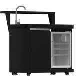 FORNO All’Aperto 87,600 BTU BBQ with 4 Stainless-Steel Burners with Infrared Burners & Side Burner, Sink Module with Black Sintered Stone Countertops, Gaz Pizza Oven, Bar & Beverage Center
