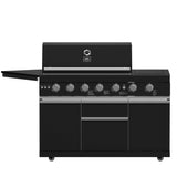 FORNO All’Aperto 87,600 BTU BBQ with 4 Stainless-Steel Burners with Infrared Burners & Side Burner, Sink Module with Black Sintered Stone Countertops, Gaz Pizza Oven, Bar & Beverage Center