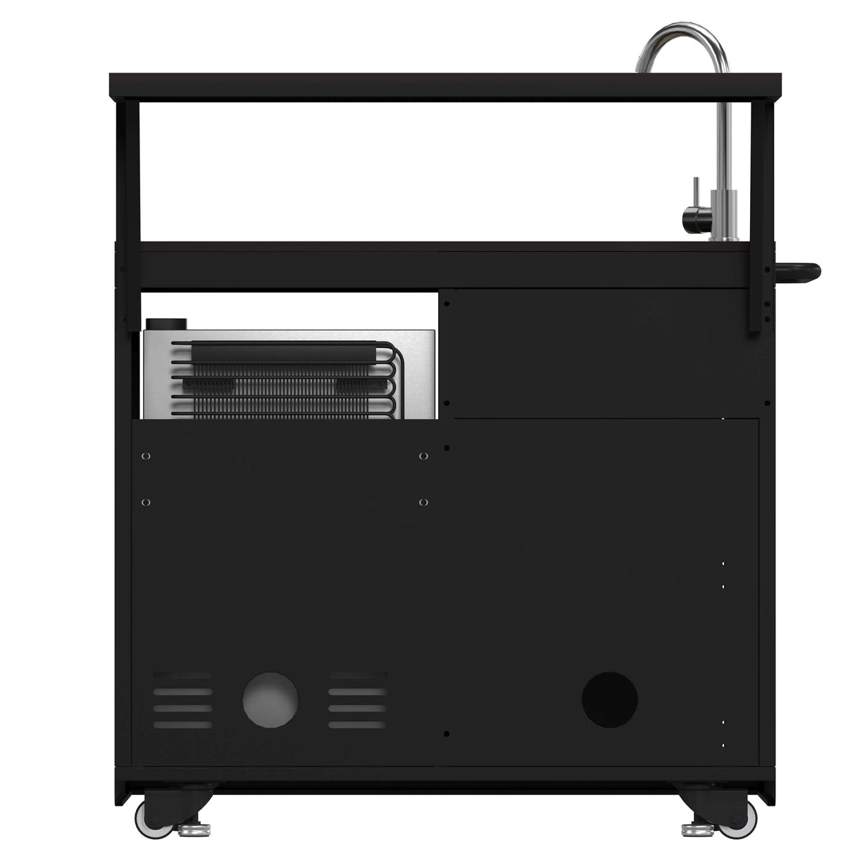 FORNO All'Aperto 99,600 BTU BBQ with 5 Stainless-Steel Burners with Infrared Burners & Side Burner, Sink Module with Black Sintered Stone Countertops, Plancha, Gas Pizza Oven, Bar & Beverage Center