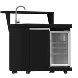 FORNO All'Aperto 99,600 BTU BBQ with 5 Stainless-Steel Burners with Infrared Burners & Side Burner, Sink Module with Black Sintered Stone Countertops, Plancha, Gas Pizza Oven, Bar & Beverage Center