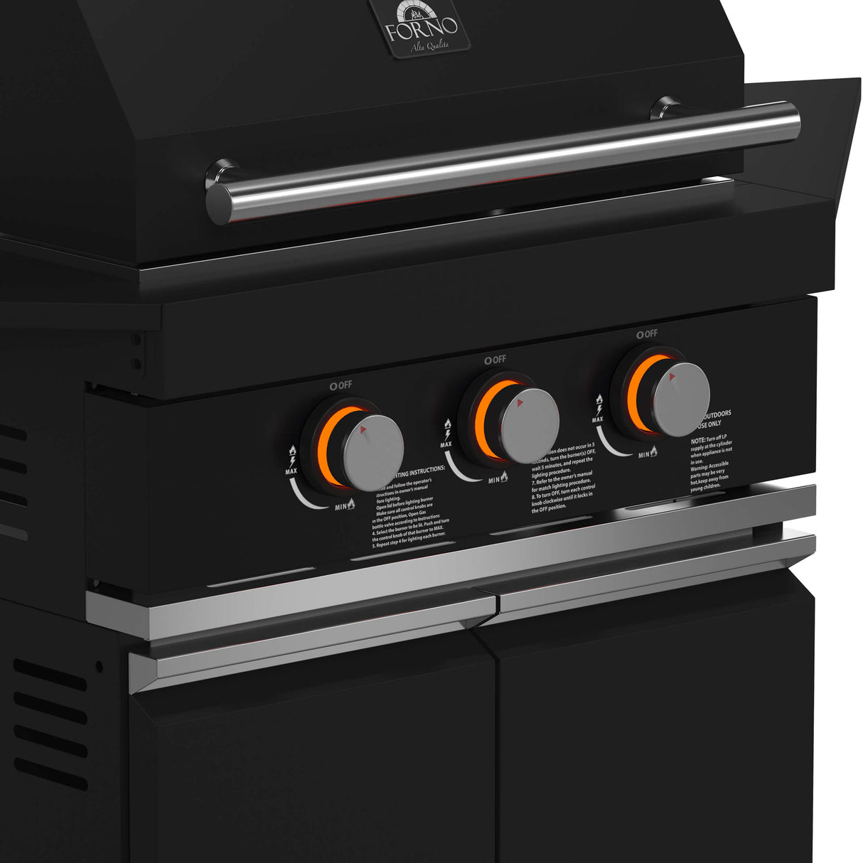 FORNO All'Aperto 99,600 BTU BBQ with 5 Stainless-Steel Burners with Infrared Burners & Side Burner, Sink Module with Black Sintered Stone Countertops, Plancha, Gas Pizza Oven, Bar & Beverage Center
