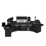 FORNO All'Aperto 99,600 BTU BBQ with 5 Stainless-Steel Burners with Infrared Burners & Side Burner, Sink Module with Black Sintered Stone Countertops, Plancha, Gas Pizza Oven, Bar & Beverage Center