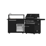 FORNO All'Aperto 62,600 BTU BBQ with 3 Stainless-Steel Burners & Infrared Burners & Sink Module with Black Sintered Stone Countertops, Bar & Beverage Center