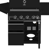 FORNO All'Aperto 62,600 BTU BBQ with 3 Stainless-Steel Burners & Infrared Burners & Sink Module with Black Sintered Stone Countertops, Bar & Beverage Center