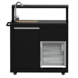 FORNO All'Aperto 62,600 BTU BBQ with 3 Stainless-Steel Burners & Infrared Burners & Sink Module with Black Sintered Stone Countertops, Bar & Beverage Center