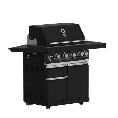 FORNO All'Aperto 62,600 BTU BBQ with 3 Stainless-Steel Burners & Infrared Burners & Sink Module with Black Sintered Stone Countertops, Bar & Beverage Center