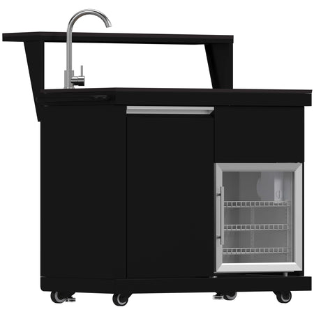 FORNO All'Aperto 62,600 BTU BBQ with 3 Stainless-Steel Burners & Infrared Burners & Sink Module with Black Sintered Stone Countertops, Bar & Beverage Center