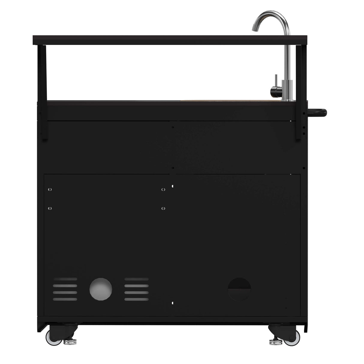 FORNO All'Aperto 62,600 BTU BBQ with 3 Stainless-Steel Burners & Infrared Burners & Sink Module with Black Sintered Stone Countertops, Bar & Beverage Center