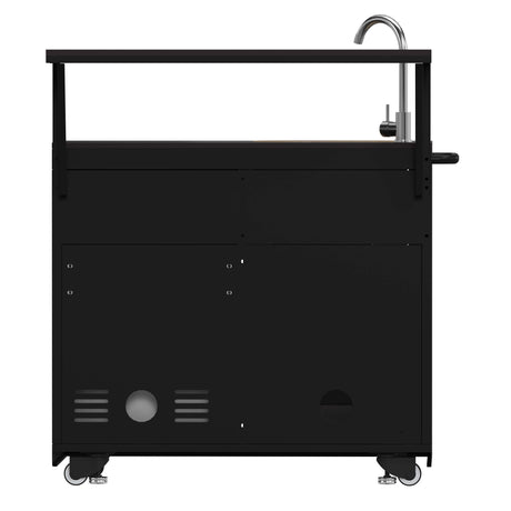 FORNO All'Aperto 62,600 BTU BBQ with 3 Stainless-Steel Burners & Infrared Burners & Sink Module with Black Sintered Stone Countertops, Bar & Beverage Center
