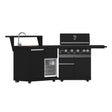 FORNO All'Aperto 62,600 BTU BBQ with 3 Stainless-Steel Burners & Infrared Burners & Sink Module with Black Sintered Stone Countertops, Bar & Beverage Center