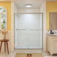 HOROW Bathroom Sliding Glass Door 60 Inch Brushed Nickel Frameless Shower Door Model BE6076-BN