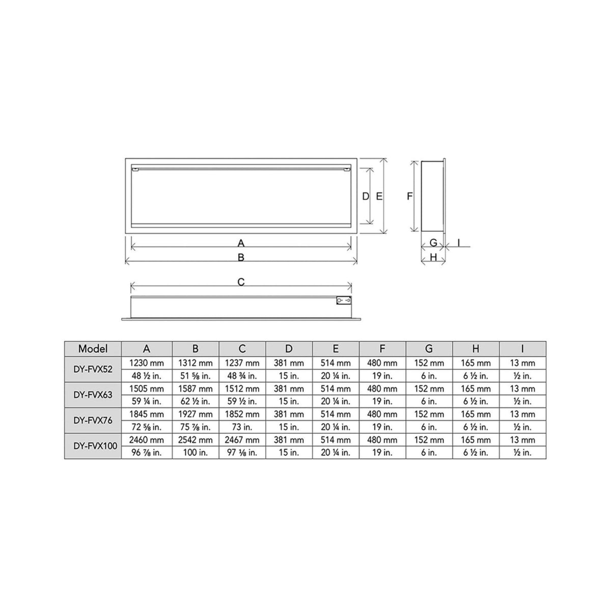 Dynasty Tempo 76-Inch Virtual Linear Electric Fireplace [DY-FVX76]