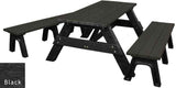 Deluxe Recycled Picnic Table with Detached Benches - Eco-Friendly Outdoor Seating