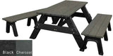 Deluxe Recycled Picnic Table with Detached Benches - Eco-Friendly Outdoor Seating