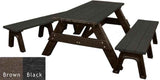 Deluxe Recycled Picnic Table with Detached Benches - Eco-Friendly Outdoor Seating