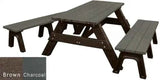 Deluxe Recycled Picnic Table with Detached Benches - Eco-Friendly Outdoor Seating
