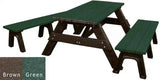 Deluxe Recycled Picnic Table with Detached Benches - Eco-Friendly Outdoor Seating