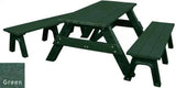 Deluxe Recycled Picnic Table with Detached Benches - Eco-Friendly Outdoor Seating