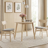 Dining Chair Set of 2 Fabric Upholstered Kitchen Armless Chairs-Natural